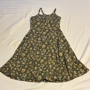 Pact Women's Midi Dress in Green and Tan Leopard Print